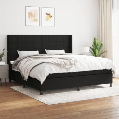Pat box spring cu saltea, negru, 200x200 cm, textil GartenMobel Dekor