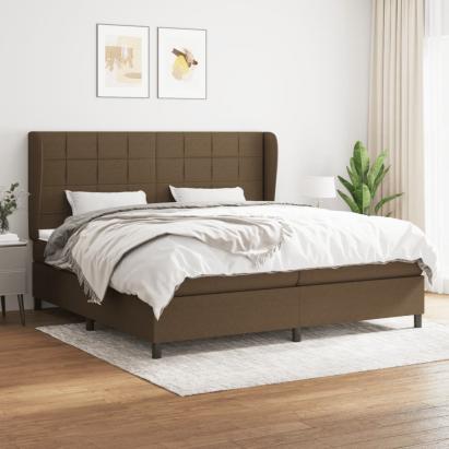 Pat box spring cu saltea, maro închis, 200x200 cm, textil GartenMobel Dekor