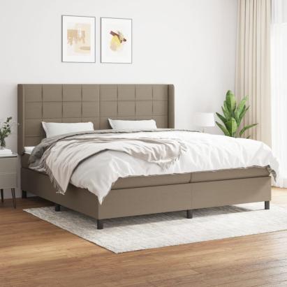 Pat box spring cu saltea, gri taupe, 200x200 cm, textil GartenMobel Dekor