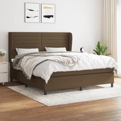 Pat box spring cu saltea, maro închis, 160x200 cm, textil GartenMobel Dekor