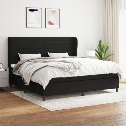 Pat box spring cu saltea, negru, 200x200 cm, textil GartenMobel Dekor