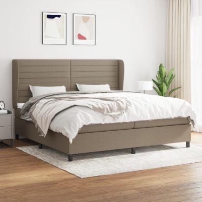 Pat box spring cu saltea, gri taupe, 200x200 cm, textil GartenMobel Dekor