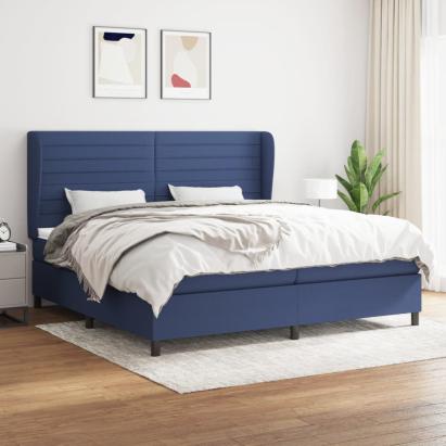Pat box spring cu saltea, albastru, 200x200 cm, textil GartenMobel Dekor