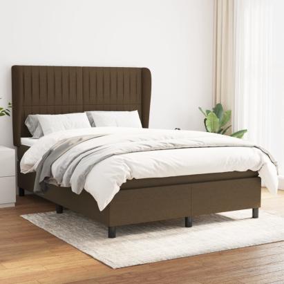 Pat box spring cu saltea, maro închis, 140x200 cm, textil GartenMobel Dekor