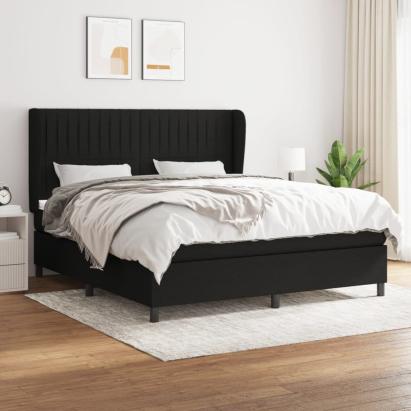 Pat box spring cu saltea, negru, 180x200 cm, catifea GartenMobel Dekor