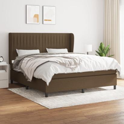 Pat continental cu saltea maro închis 180x200cm material textil GartenMobel Dekor