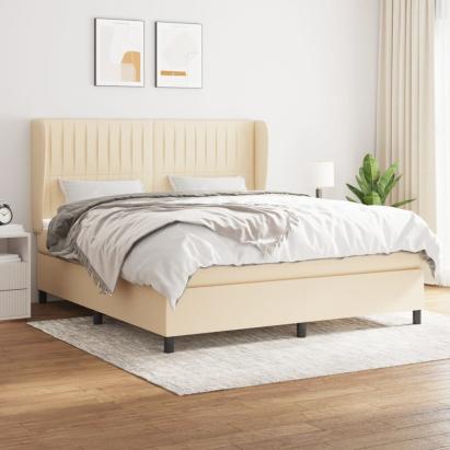 Pat continental cu saltea, crem, 180x200 cm, textil GartenMobel Dekor