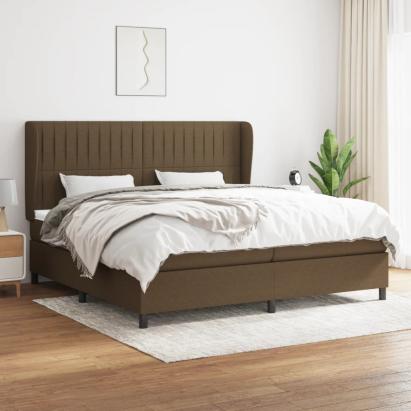 Pat box spring cu saltea, maro închis, 200x200 cm, textil GartenMobel Dekor