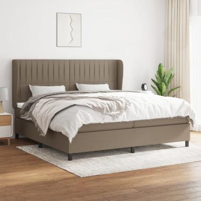 Pat box spring cu saltea, gri taupe, 200x200 cm, textil GartenMobel Dekor
