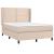 Pat box spring cu saltea, cappuccino, 140x190cm piele ecologică GartenMobel Dekor