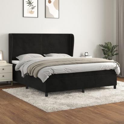 Pat box spring cu saltea, negru, 180x200 cm, catifea GartenMobel Dekor