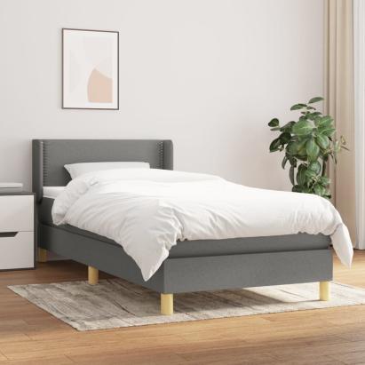 Pat box spring cu saltea, gri închis, 100x200 cm, textil GartenMobel Dekor