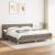 Pat box spring cu saltea, gri taupe, 200x200 cm, textil GartenMobel Dekor