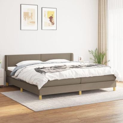 Pat box spring cu saltea, gri taupe, 200x200 cm, textil GartenMobel Dekor