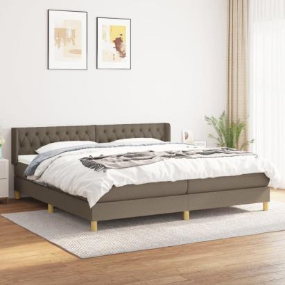 Pat box spring cu saltea, gri taupe, 200x200 cm, textil GartenMobel Dekor