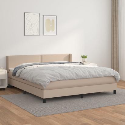 Pat box spring cu saltea, cappuccino, 180x200cm piele ecologică GartenMobel Dekor