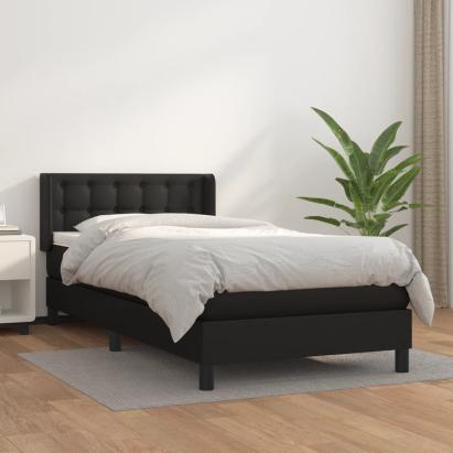 Pat box spring cu saltea, negru, 100x200 cm, piele ecologică GartenMobel Dekor