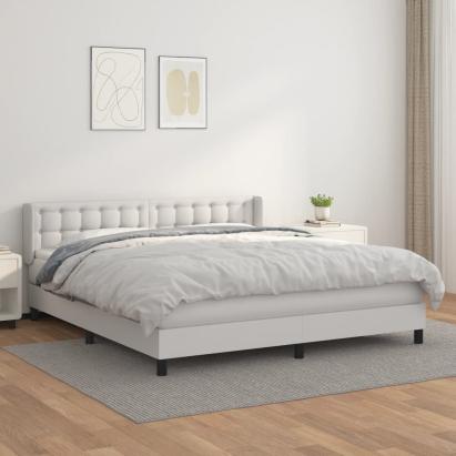 Pat box spring cu saltea, alb, 180x200 cm, piele ecologică GartenMobel Dekor