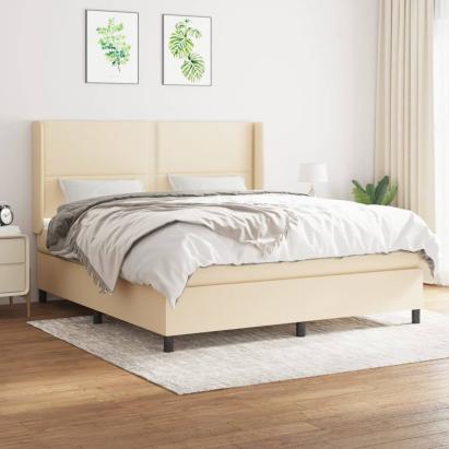 Pat continental cu saltea, crem, 180x200 cm, textil GartenMobel Dekor