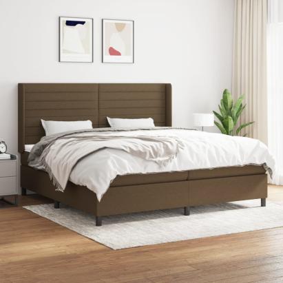 Pat box spring cu saltea, maro închis, 200x200 cm, textil GartenMobel Dekor