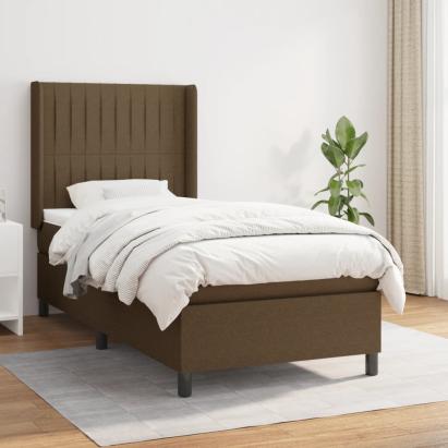 Pat box spring cu saltea, maro închis, 90x190 cm, textil GartenMobel Dekor