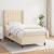 Pat box spring cu saltea, crem, 90x190 cm, textil GartenMobel Dekor