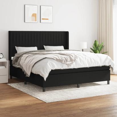 Pat box spring cu saltea, negru, 160x200 cm, textil GartenMobel Dekor