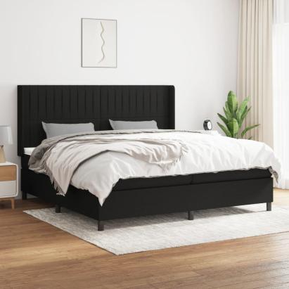 Pat box spring cu saltea, negru, 200x200 cm, textil GartenMobel Dekor
