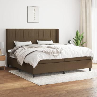 Pat box spring cu saltea, maro închis, 200x200 cm, textil GartenMobel Dekor
