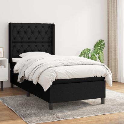 Pat box spring cu saltea, negru, 80x200 cm, textil GartenMobel Dekor