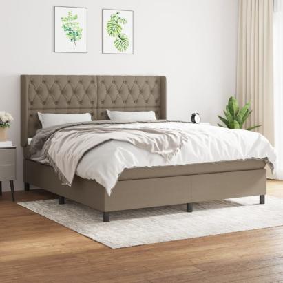 Pat box spring cu saltea, gri taupe, 160x200 cm material textil GartenMobel Dekor