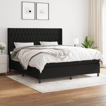 Pat box spring cu saltea, negru, 180x200 cm, catifea GartenMobel Dekor