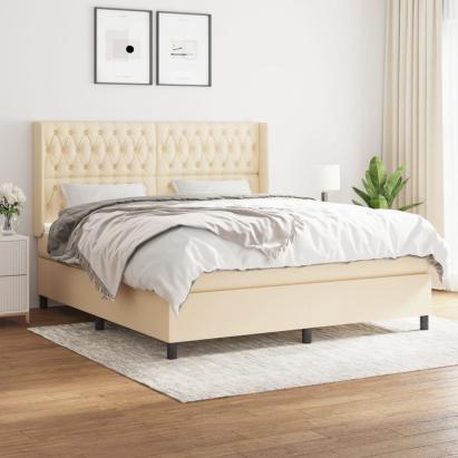 Pat continental cu saltea, crem, 180x200 cm, textil GartenMobel Dekor