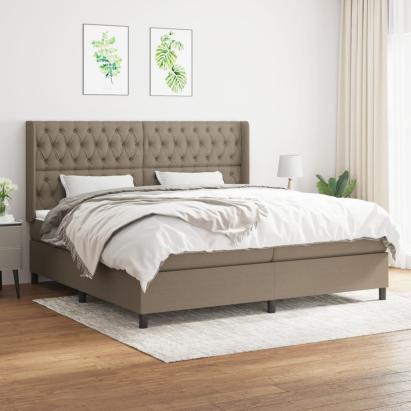 Pat box spring cu saltea, gri taupe, 200x200 cm, textil GartenMobel Dekor