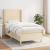Pat box spring cu saltea, crem, 90x200 cm, textil GartenMobel Dekor