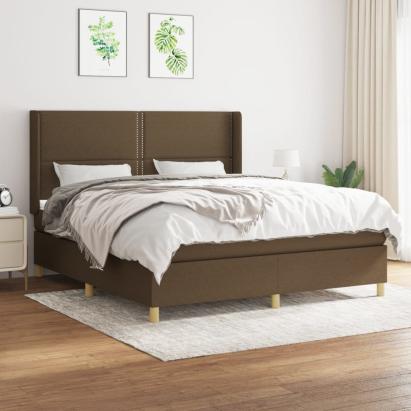 Pat continental cu saltea maro închis 180x200cm material textil GartenMobel Dekor