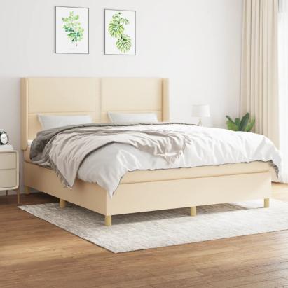 Pat continental cu saltea, crem, 180x200 cm, textil GartenMobel Dekor
