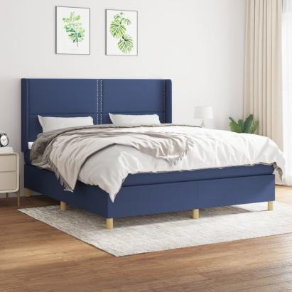 Pat box spring cu saltea, albastru, 180x200 cm, material textil GartenMobel Dekor