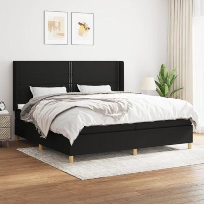 Pat box spring cu saltea, negru, 200x200 cm, textil GartenMobel Dekor