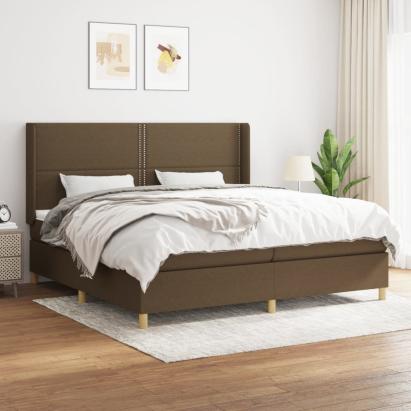 Pat box spring cu saltea, maro închis, 200x200 cm, textil GartenMobel Dekor