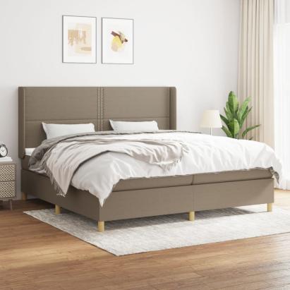 Pat box spring cu saltea, gri taupe, 200x200 cm, textil GartenMobel Dekor