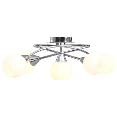 Lustră cu abajururi din ceramică, 5 becuri E14, alb, glob GartenMobel Dekor