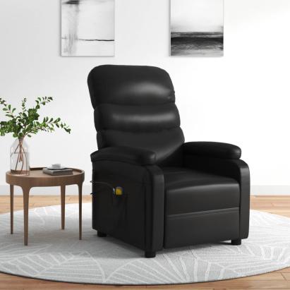 Fotoliu de masaj electric, negru, piele ecologică GartenMobel Dekor