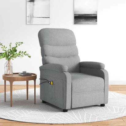 Fotoliu de masaj electric rabatabil, gri deschis, textil GartenMobel Dekor