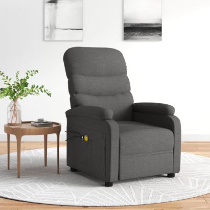 Fotoliu de masaj electric rabatabil, gri închis, textil GartenMobel Dekor
