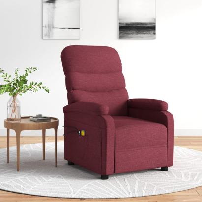 Fotoliu de masaj electric rabatabil, roșu vin, textil GartenMobel Dekor