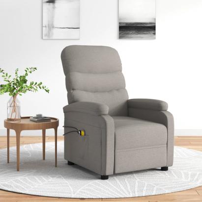 Fotoliu de masaj electric rabatabil, gri taupe, textil GartenMobel Dekor