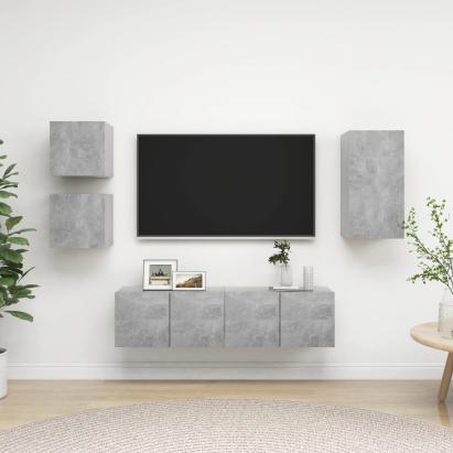 Set de dulapuri TV, 5 piese, gri beton, lemn prelucrat GartenMobel Dekor