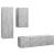 Set de dulapuri TV, 4 piese, gri beton, lemn prelucrat GartenMobel Dekor
