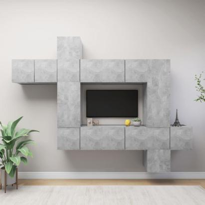 Set de dulapuri TV, 10 piese, gri beton, lemn prelucrat GartenMobel Dekor